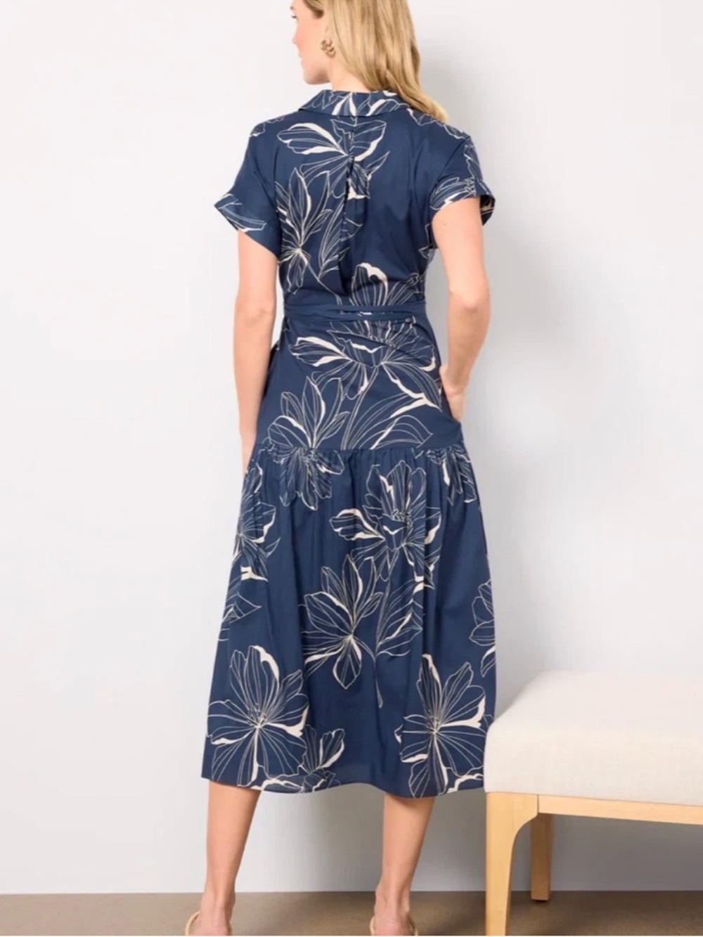 NWT Hutch size M Rosen belted midi dress in blue floral - Picture 4 of 13